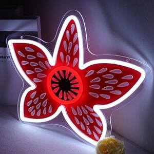 NWT Stranger Flower Neon Things Sign USB-Powered Dimmable Retro 80s Sci-Fi Light